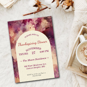 Thanksgiving Dinner Watercolor Florals Custom Invitation