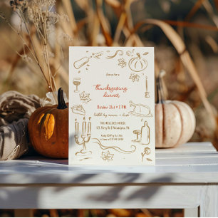 Thanksgiving Dinner whimsical invitation