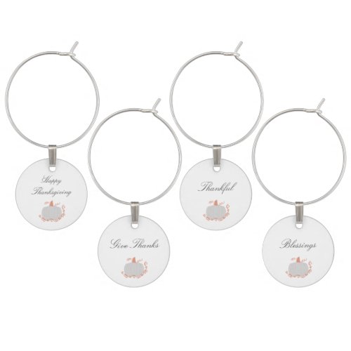 Thanksgiving Dinner White Pumpkin Elegant  Wine Charm