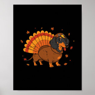 Thanksgiving Dog Dachshund Turkey Wiener Fall Men Poster
