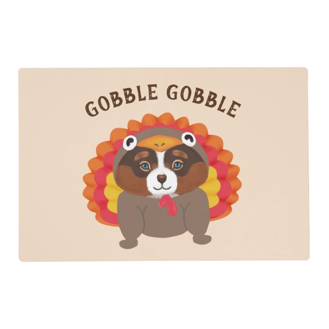 Thanksgiving Dog Dressed as Turkey Placemat (Front)