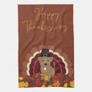 Thanksgiving Dog Turkey with Pie Kitchen Towel