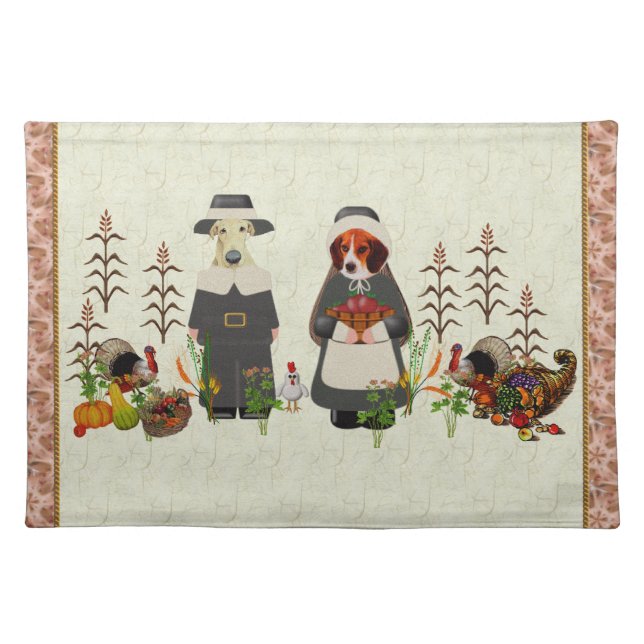 Thanksgiving Dogs Cloth Placemat (Front)
