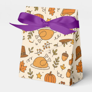 Thanksgiving Doodles Seamless Pattern Favor Boxes