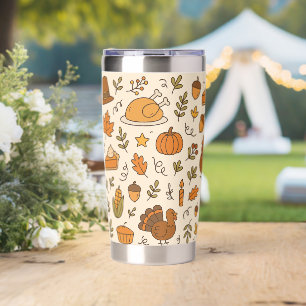 Thanksgiving Doodles Seamless Pattern Insulated Tumbler