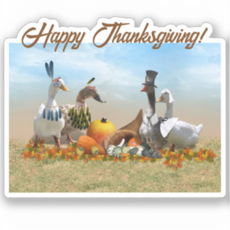 Thanksgiving Ducks - Pilgrims & Indians Sticker