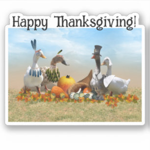 Thanksgiving Ducks - Pilgrims & Indians Sticker