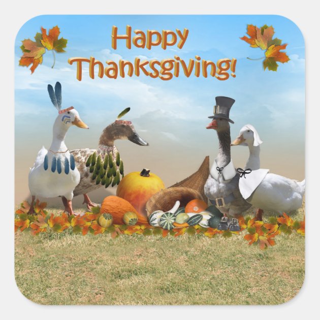 Thanksgiving Ducks Square Sticker