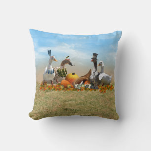 Thanksgiving Ducks Throw Pillow