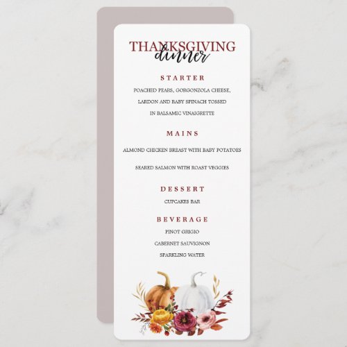 Thanksgiving Elegant Dinner Party menu