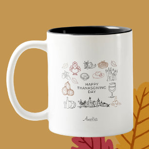 Thanksgiving Elegant Minimalist Two-Tone Coffee Mug