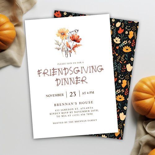 Thanksgiving Elegant Modern Friendsgiving Dinner Invitation