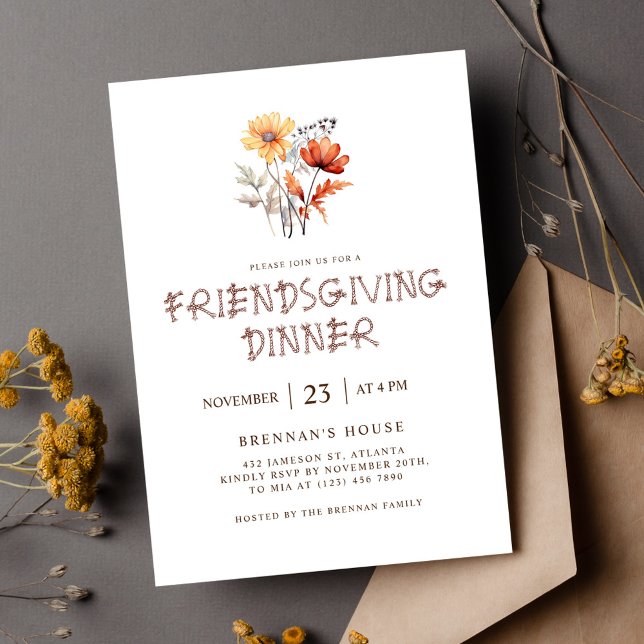 Thanksgiving Elegant Modern Friendsgiving Dinner Invitation (Thanksgiving Elegant Modern Friendsgiving Dinner Invitation)