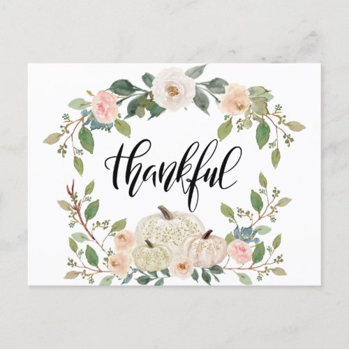 Thanksgiving Elegant Pastel Floral Inspirational Postcard