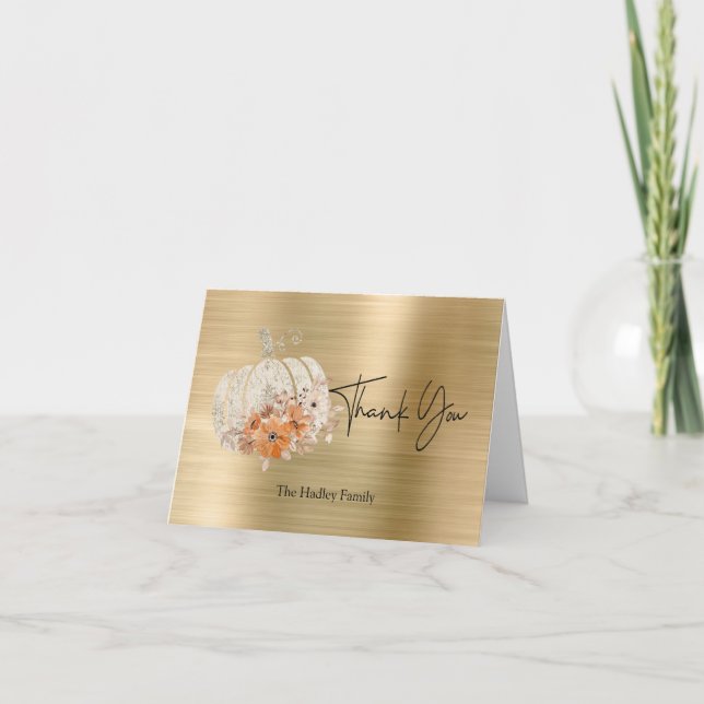 Thanksgiving Elegant Thank You Card (Front)