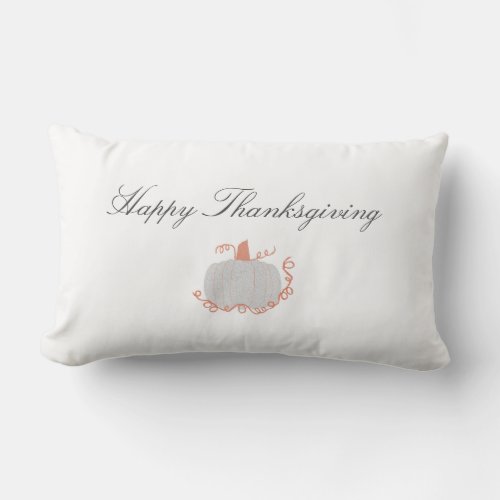 Thanksgiving Elegant White Pumpkin  Lumbar Pillow