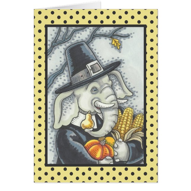 THANKSGIVING ELEPHANT, PILGRIM GREETING CARD Blank (Front)