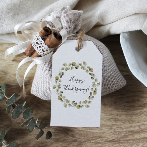 Thanksgiving Eucalyptus Wreath  Gift Tags