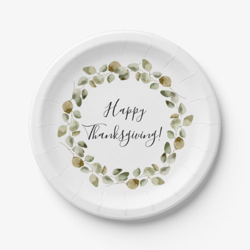 Thanksgiving Eucalyptus Wreath Paper Plates