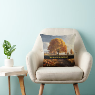 Thanksgiving Everyday Throw Pillow Custom Text