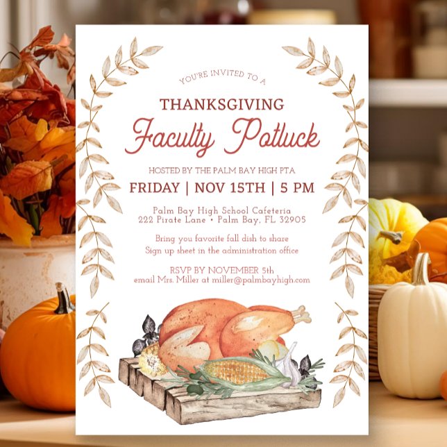 Thanksgiving Faculty Potluck Invite (Faculty Potluck Thanksgiving Invitation)