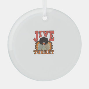 Thanksgiving & Fall Apparel, Jive Turkey - Retro 1 Glass Ornament