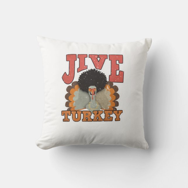 Thanksgiving & Fall Apparel, Jive Turkey - Retro 1 Throw Pillow (Front)