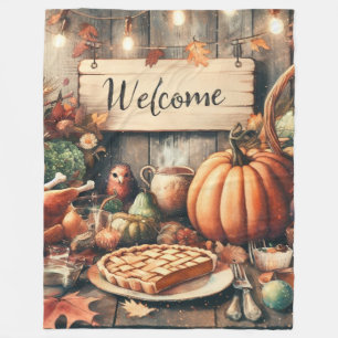 Thanksgiving/Fall/Autumn/Vintage Fleece Blanket