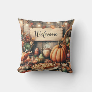 Thanksgiving/Fall/Autumn/Vintage Throw Pillow