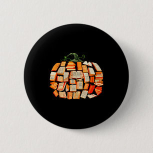 Thanksgiving Fall Books Pumpkins Vintage Library T Button
