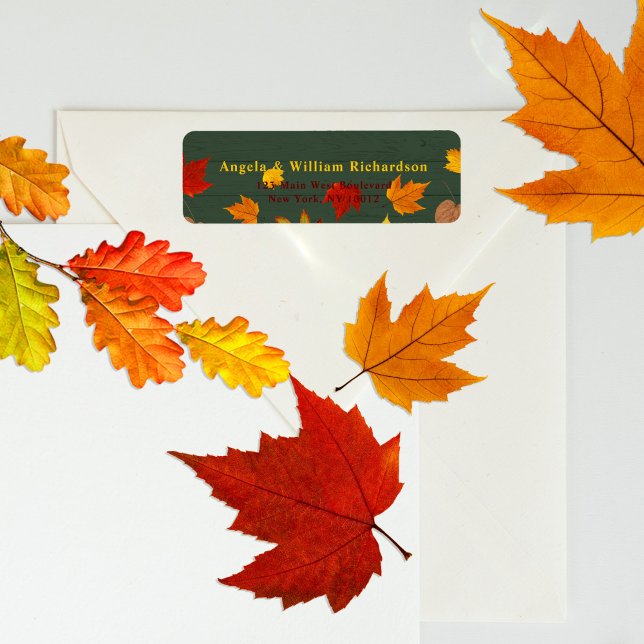 Thanksgiving Fall Colorful Foliage On Wood Label (Creator Uploaded)
