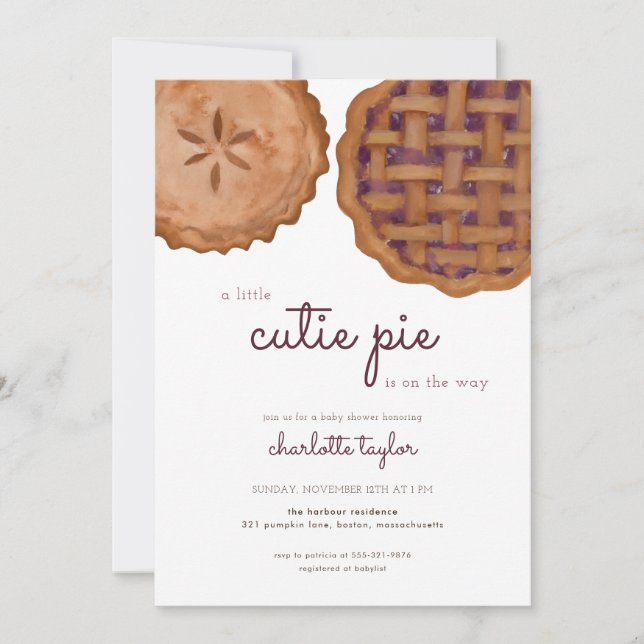 Thanksgiving Fall Cutie Pie Baby Shower Invitation (Front)