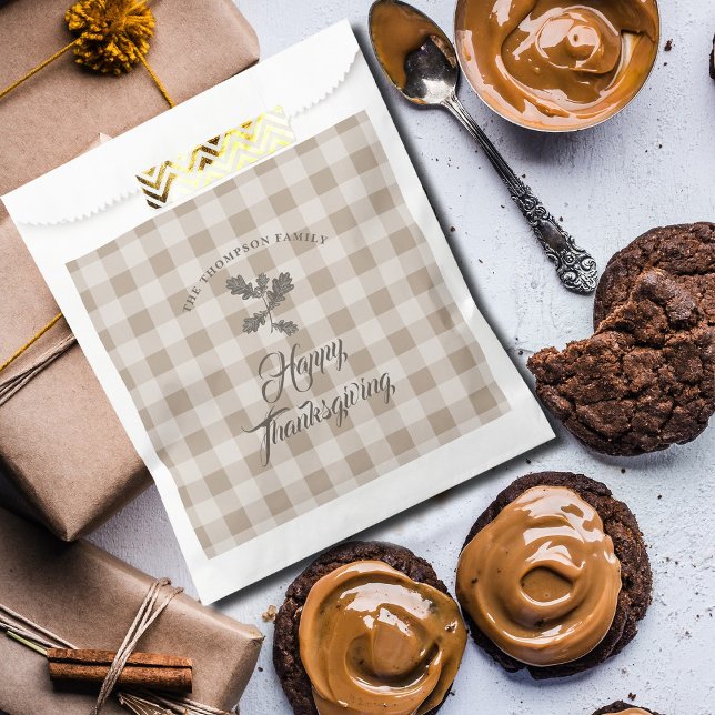 Thanksgiving Fall Foliage Leaves Brown Plaid Favor Bag (Thanksgiving Fall Foliage Leaves Brown Plaid Favor Bag)