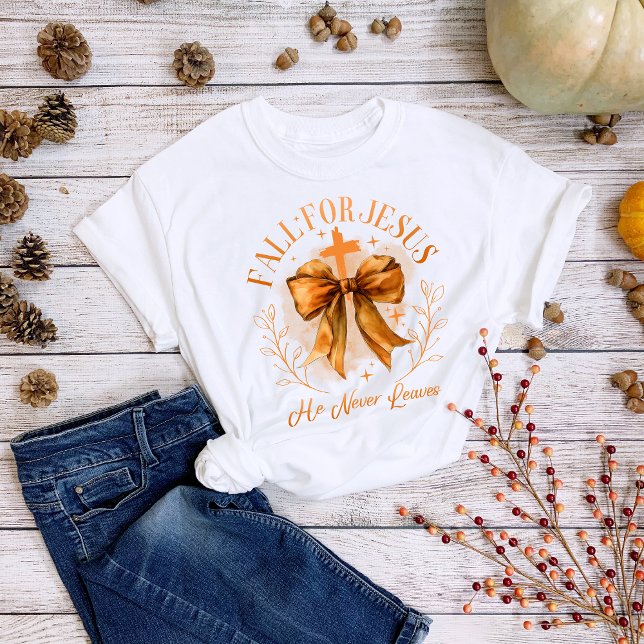 Thanksgiving Fall for Jesus He Never Leaves Tri-Blend Shirt (Creator Uploaded)