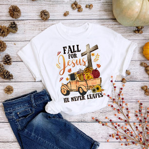 Thanksgiving Fall for Jesus Truck Cross T-Shirt