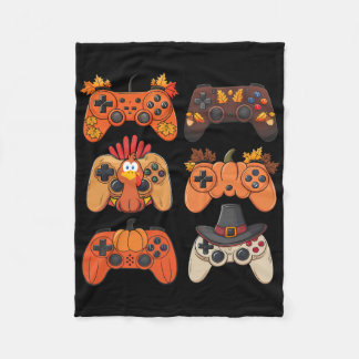 Thanksgiving Fall Gaming Controllers Turkey Funny Fleece Blanket
