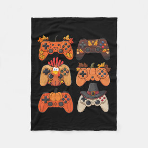 Thanksgiving Fall Gaming Controllers Turkey Funny Fleece Blanket