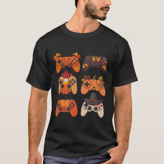 Thanksgiving Fall Gaming Controllers Turkey Funny T-Shirt