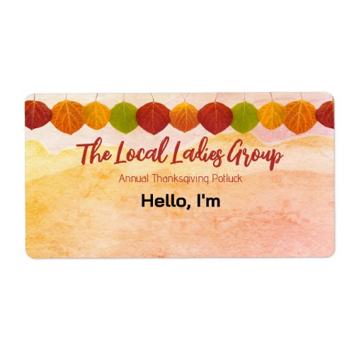 Thanksgiving Fall Gathering Paper Label Name Tag