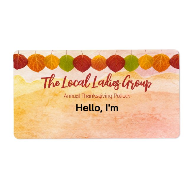 Thanksgiving Fall Gathering Paper Label Name Tag (Front)