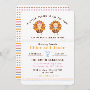 Thanksgiving Fall Gender Reveal Turkey Invitation