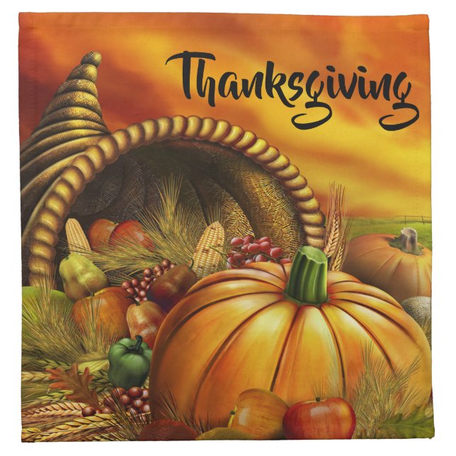 Thanksgiving Fall Harvest Cloth Napkin (Front)
