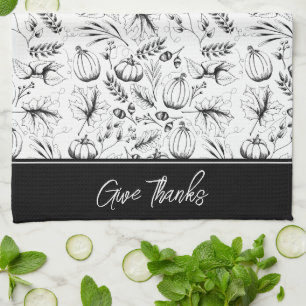 Thanksgiving Fall Harvest Give Thanks Kitchen Towel