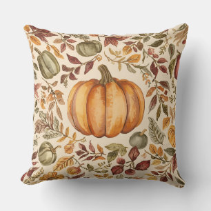 Thanksgiving, Fall Harvest Pumpkins Design Throw Pillow