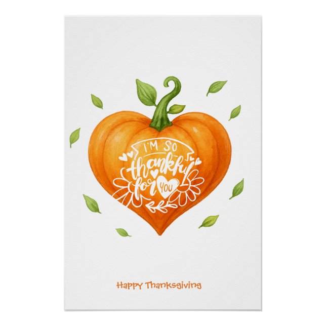 Thanksgiving Fall Heart Pumpkins Poster (Front)