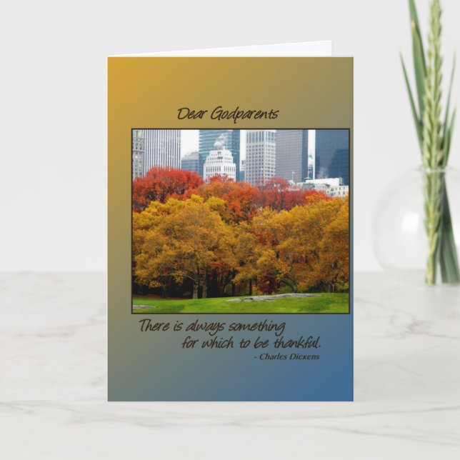 Thanksgiving Fall in Central Park for Godparents Holiday Card (Front)