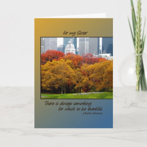 Thanksgiving Fall in Central Park for Sister Holiday Card