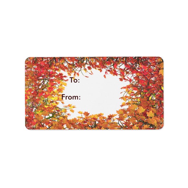 Thanksgiving Fall Leaf Circle Gift Tag (Front)