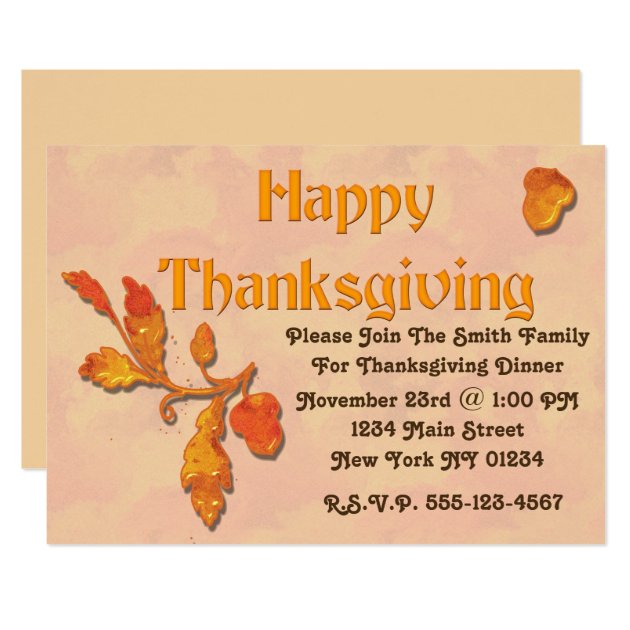 Thanksgiving Fall Leaves Acorn Card