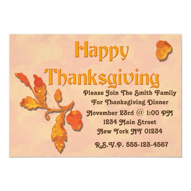 Thanksgiving Fall Leaves Acorn Card